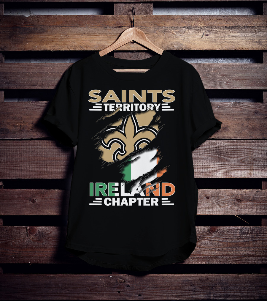 SAINTS TERRITORY IRELAND CHAPTER Fleur-de-Lis With Irish Flag T-Shirt