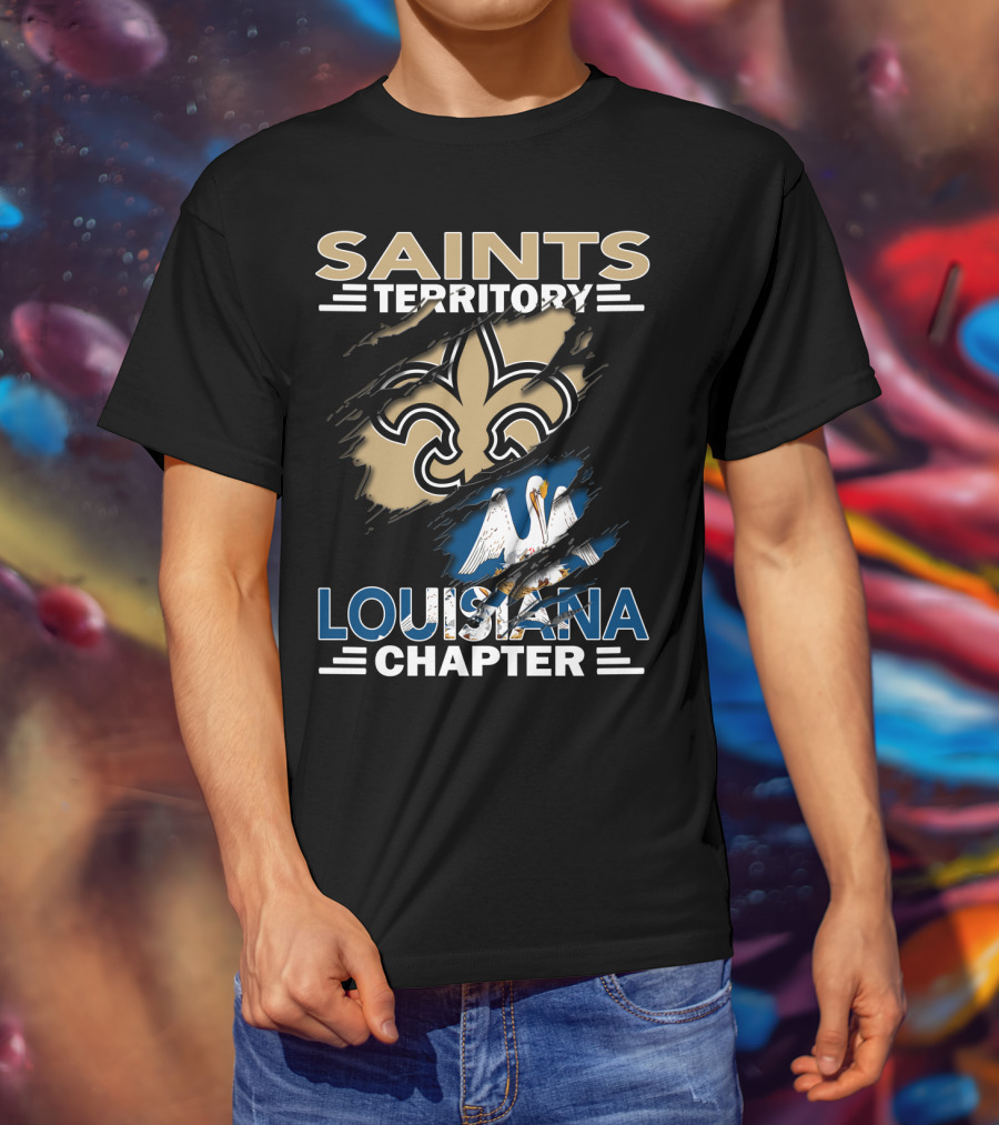 Saints Territory Louisiana Chapter Fleur-de-Lis Pelican Emblem T-Shirt