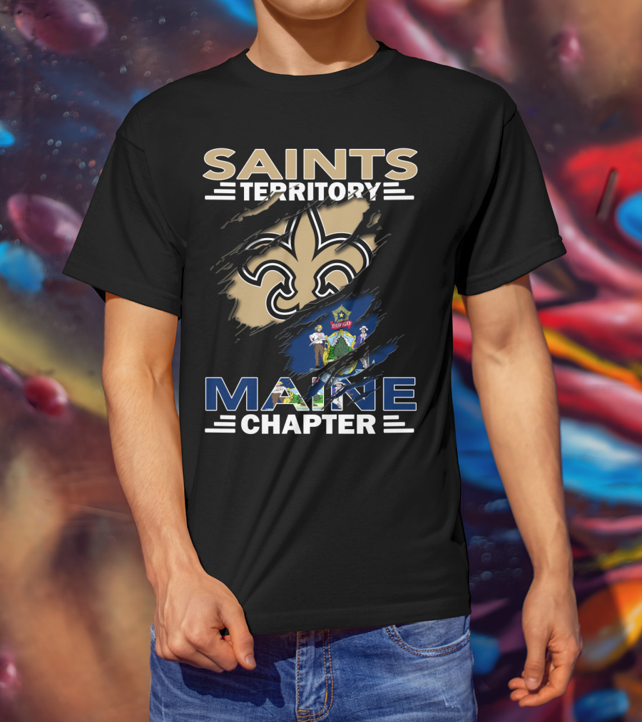 Saints Territory Maine Chapter Fleur-de-Lis And State Flag Combination T-Shirt