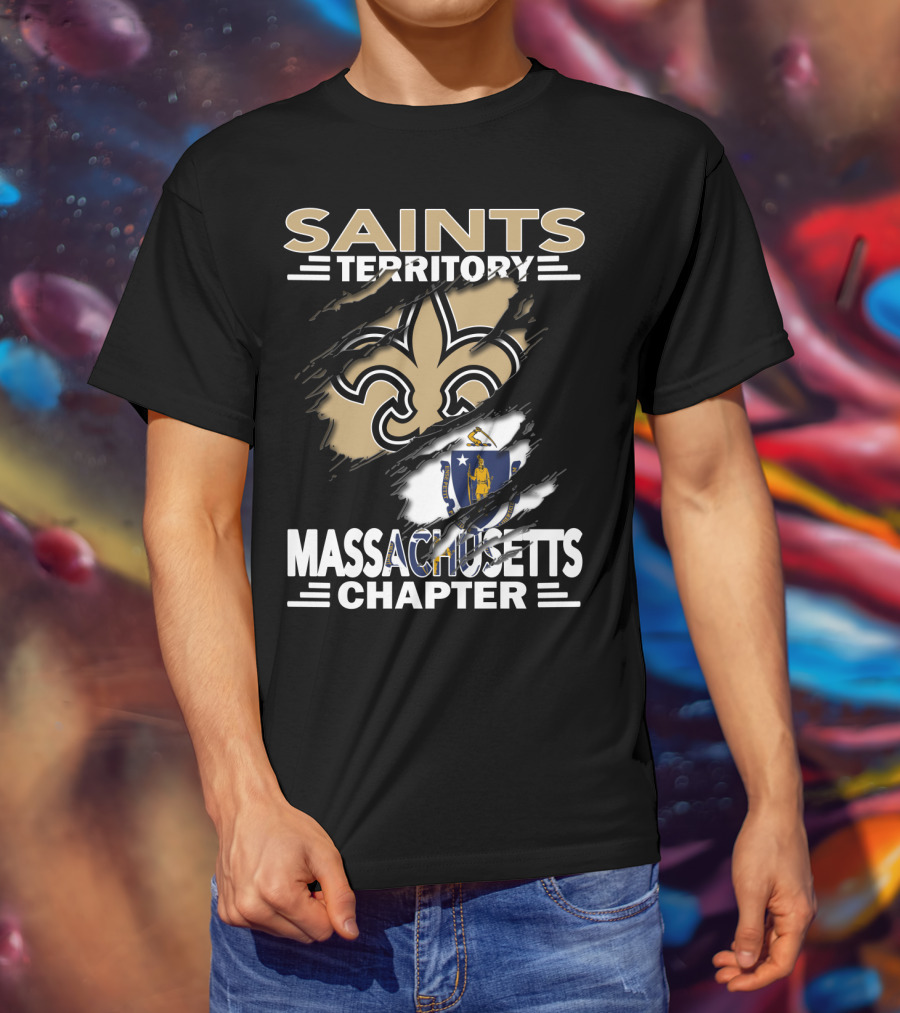 Saints Territory Massachusetts Chapter Fleur-de-Lis And State Seal T-Shirt