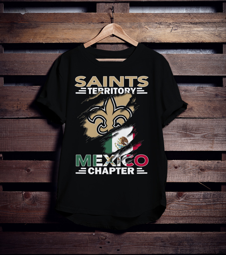Saints Territory Mexico Chapter Fleur-de-Lis Mexico Flag T-Shirt