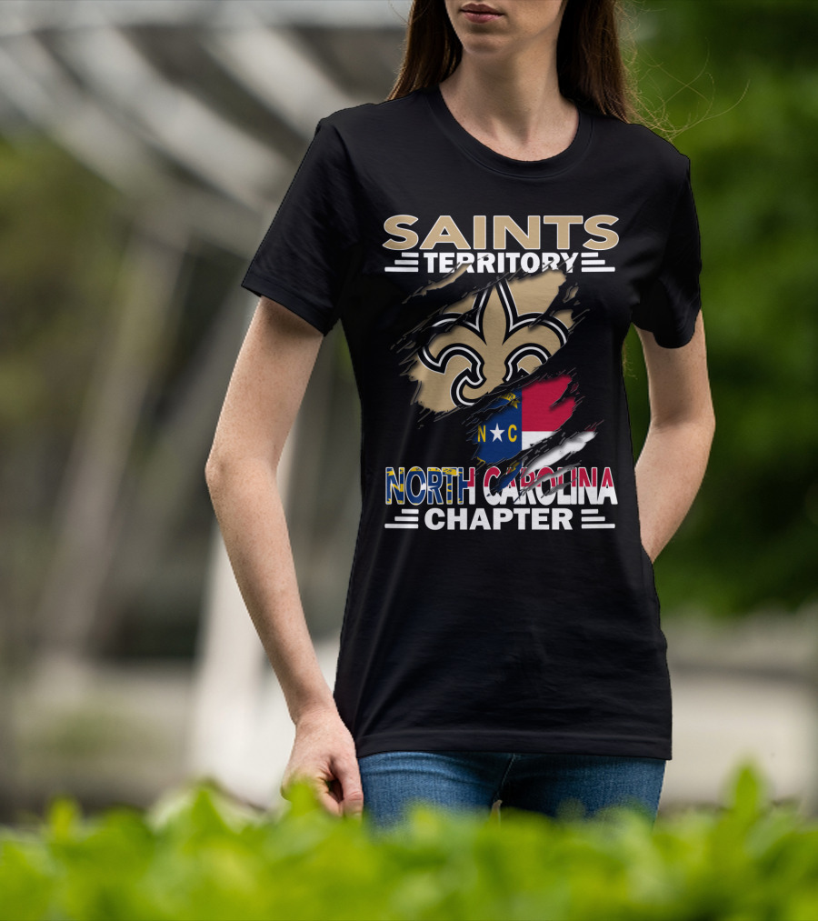 Saints Territory North Carolina Chapter NC Flag Fleur DE Lis T-Shirt