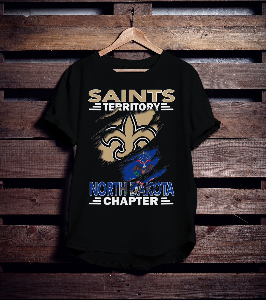 Saints Territory North Dakota Chapter Fleur-de-Lis And State Flag T-Shirt