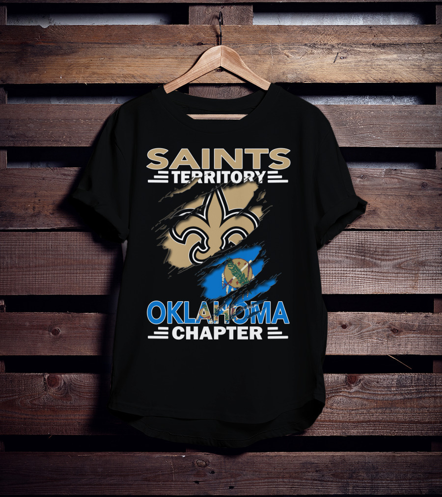 Saints Territory Oklahoma Chapter Fleur-de-Lis And State Flag T-Shirt