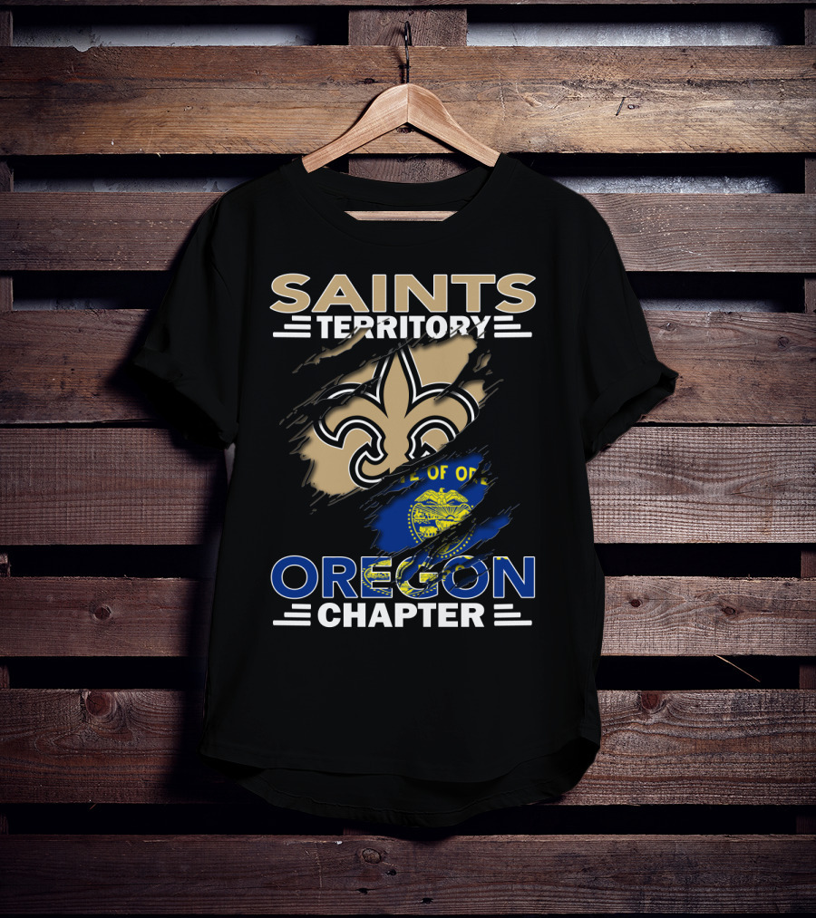 Saints Territory Oregon Chapter Fleur-De-Lis Oregon State Flag Integration T-Shirt
