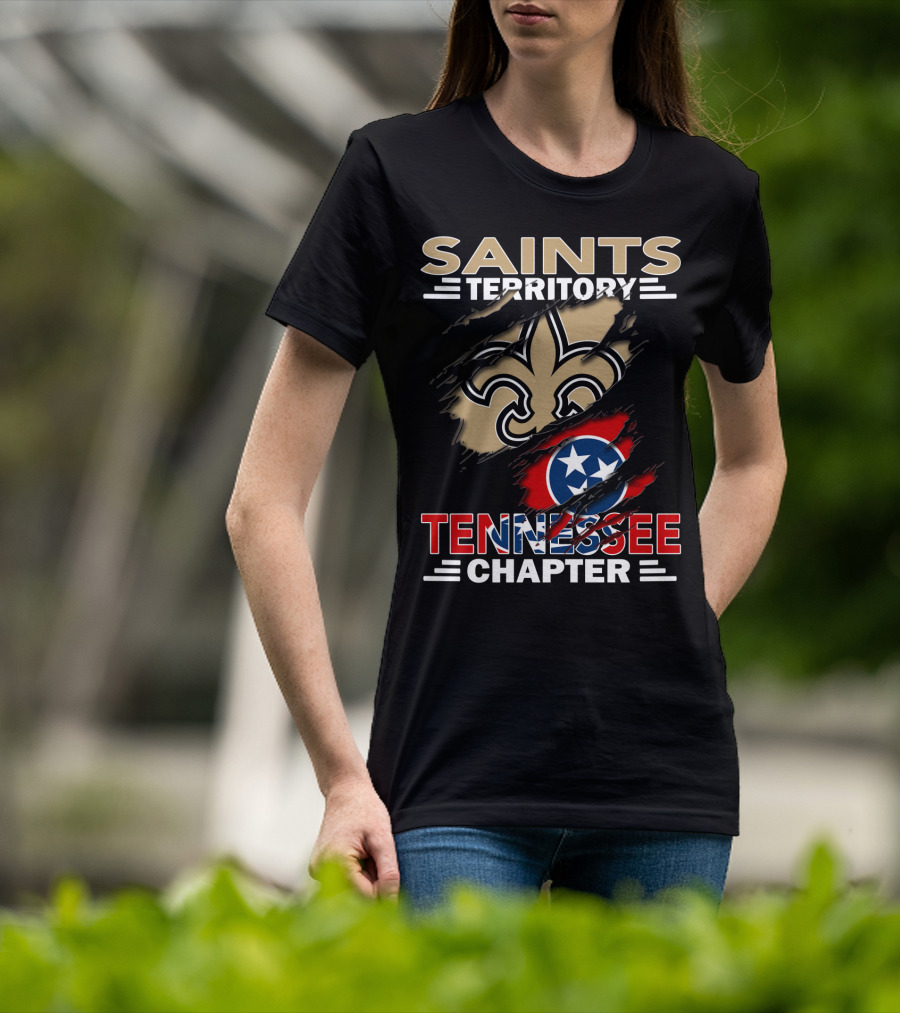 Saints Territory Tennessee Chapter Fleur-de-Lis And Tennessee Flag T-Shirt