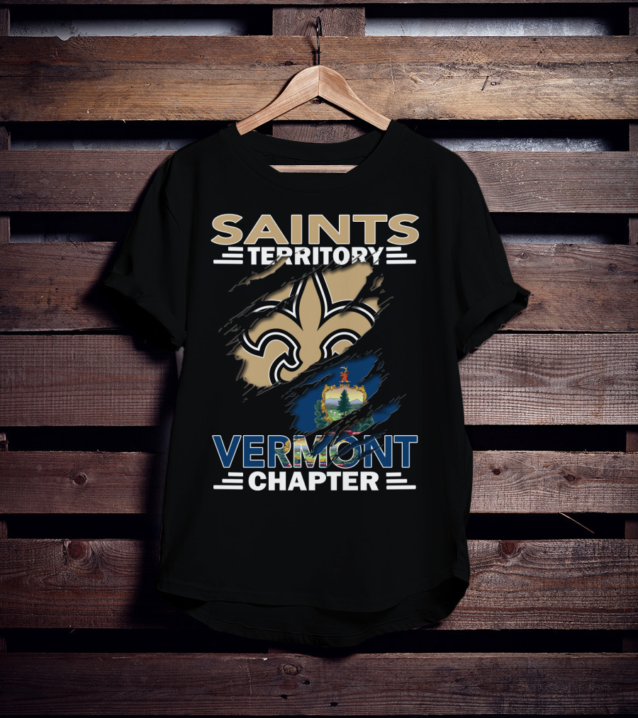 Saints Territory Vermont Chapter Fleur-DE-Lis With State Flag T-Shirt