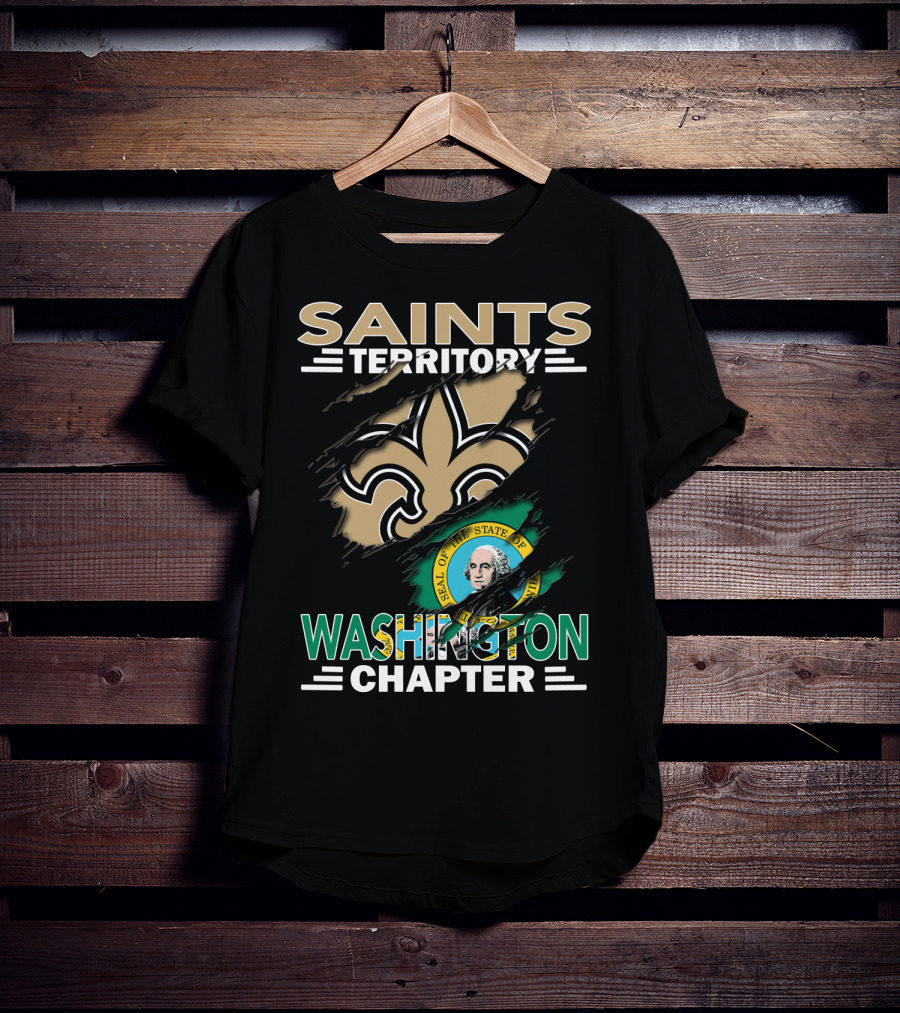 Saints Territory Washington Chapter Seal Fleur-de-Lis T-Shirt