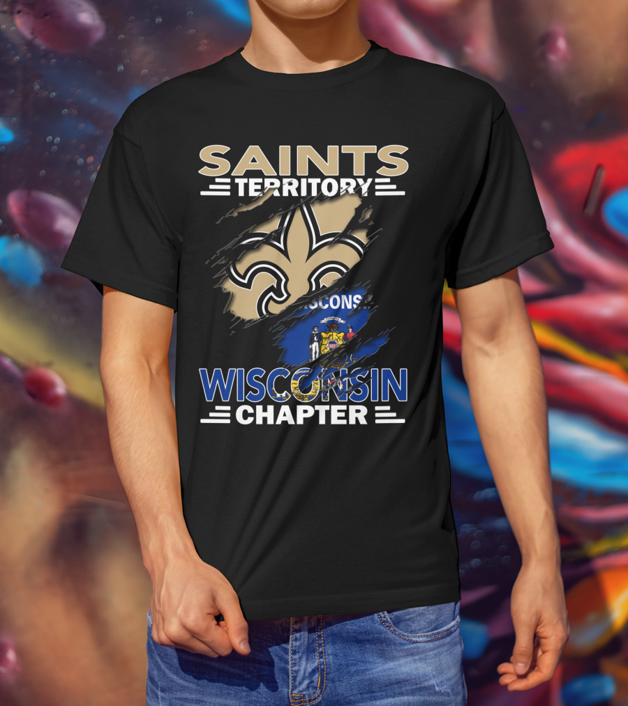 Saints Territory Fleur-de-Lis Wisconsin Flag Chapter T-Shirt
