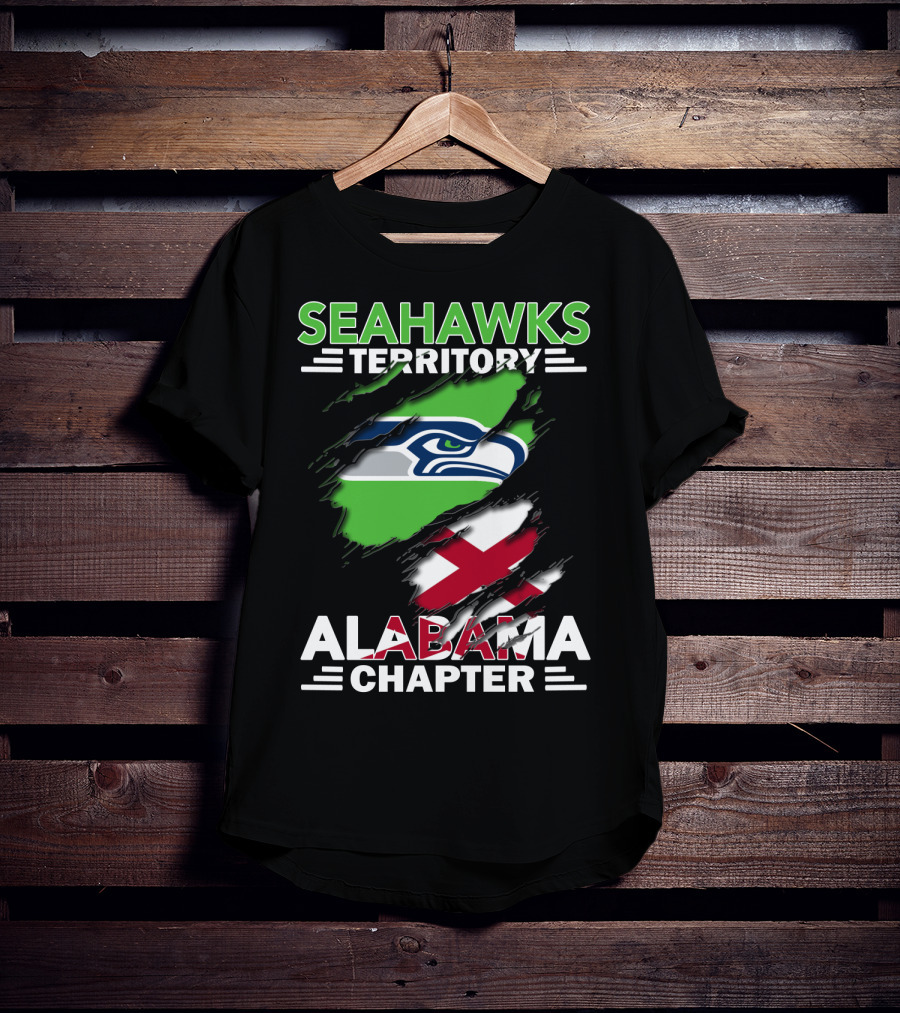 Seahawks Territory Alabama Chapter Flag With Ripped T-Shirt