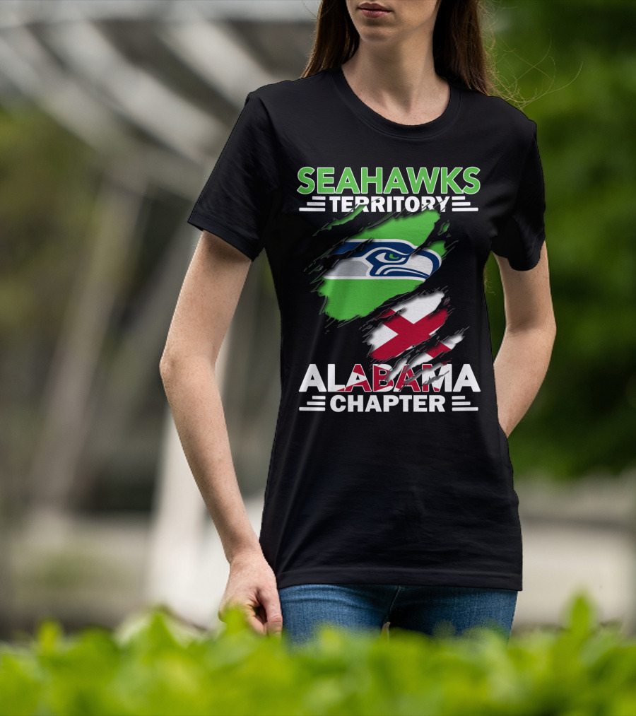 Seahawks Territory Alabama Chapter Flag With Ripped T-Shirt