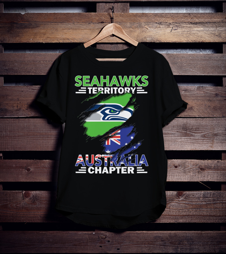 Seahawks Territory Australia Chapter Flag And Logo Fusion T-Shirt
