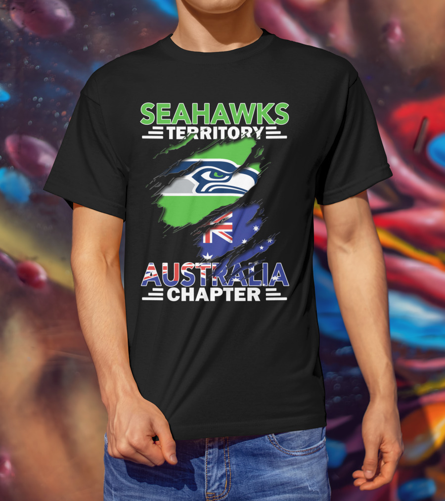 Seahawks Territory Australia Chapter Flag And Logo Fusion T-Shirt