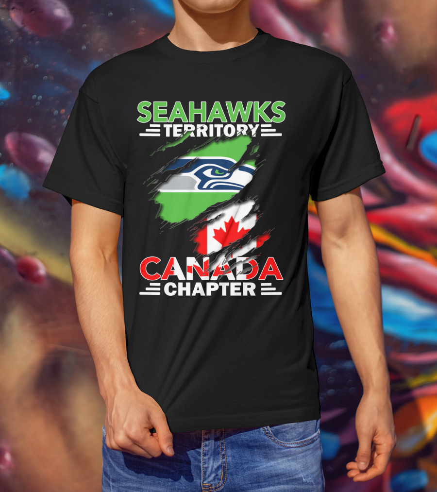Seahawks Territory Canada Chapter Seahawks Logo With Canadian Flag T-Shirt