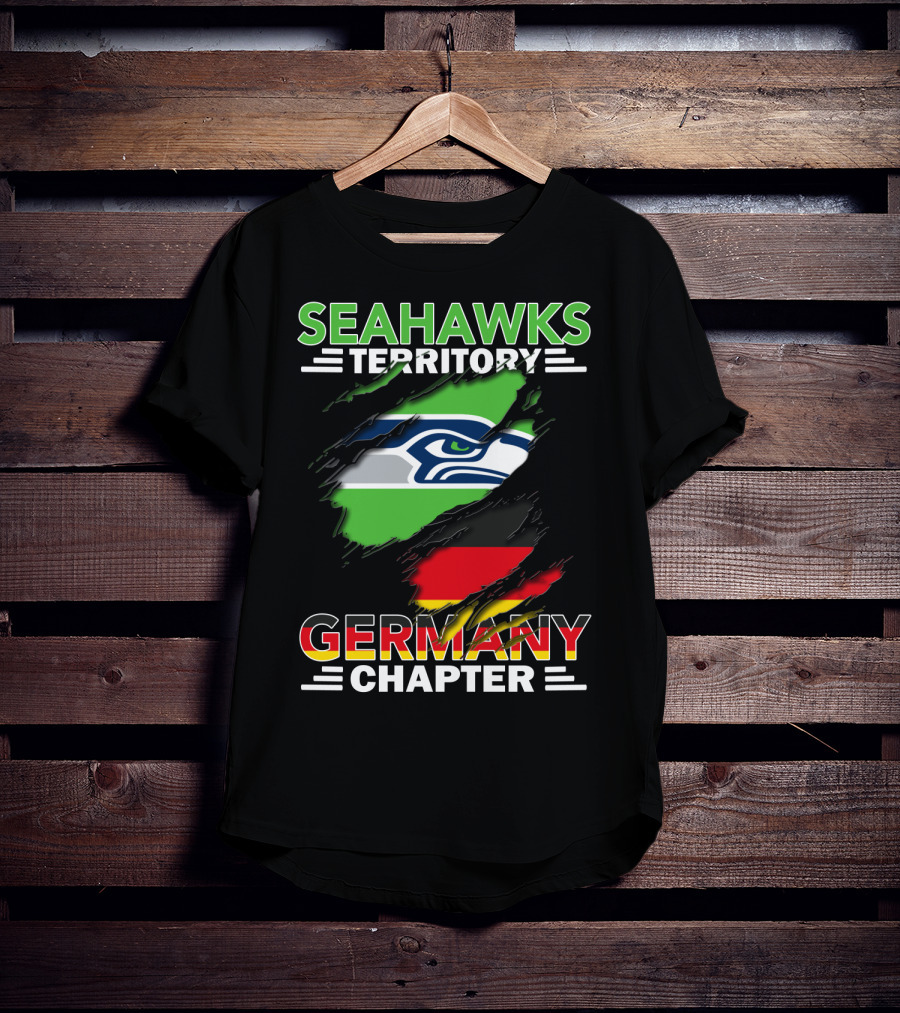 Seahawks Territory Germany Chapter Fan Community Featuring Iconic Team Logo And National Colors T-Shirt