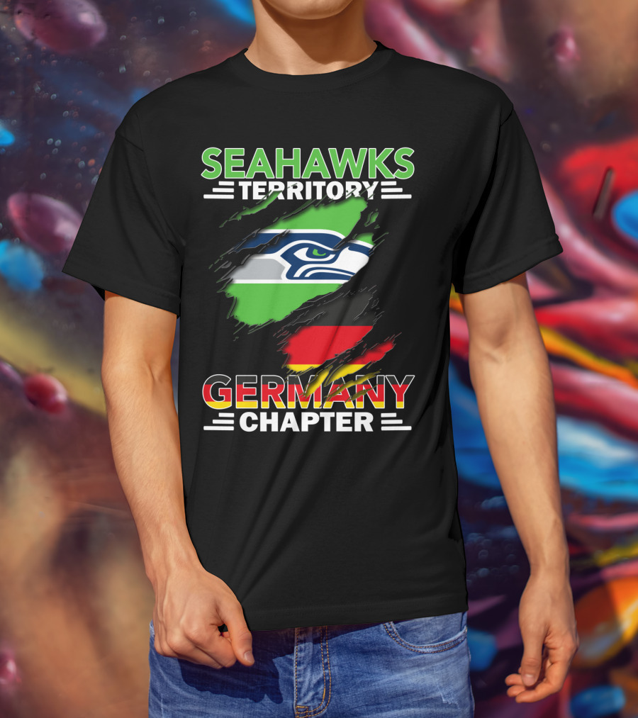 Seahawks Territory Germany Chapter Fan Community Featuring Iconic Team Logo And National Colors T-Shirt