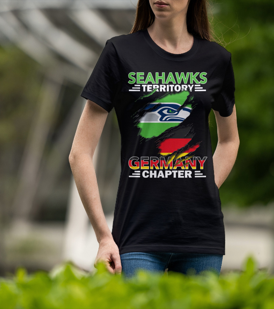 Seahawks Territory Germany Chapter Fan Community Featuring Iconic Team Logo And National Colors T-Shirt