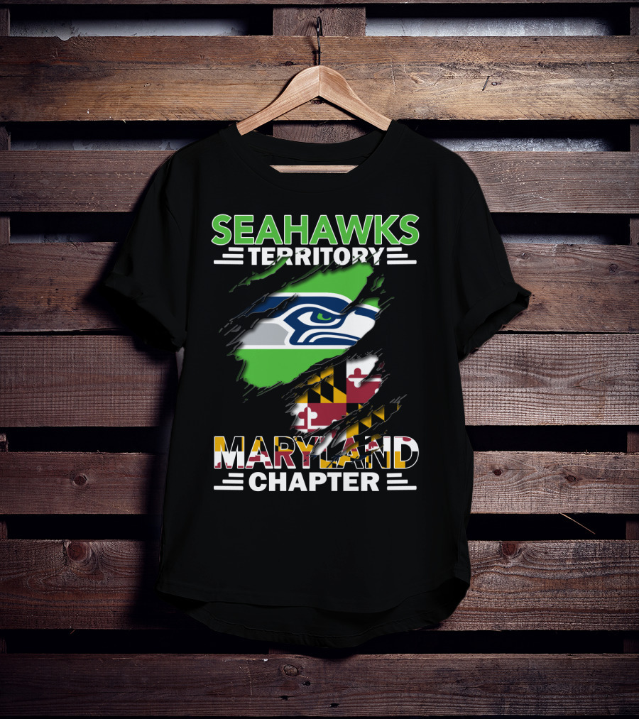 Seahawks Territory Maryland Chapter Flag And Logo Integration T-Shirt