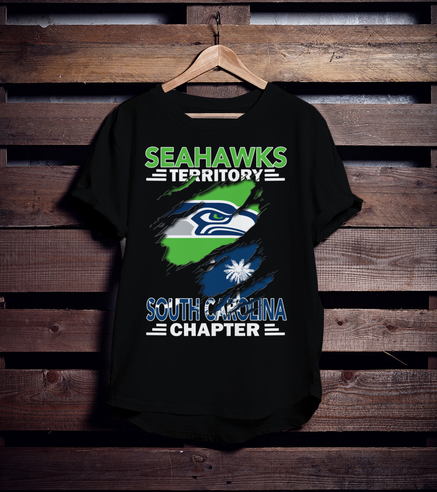 Seahawks Territory South Carolina Chapter Flag Ripped T-Shirt
