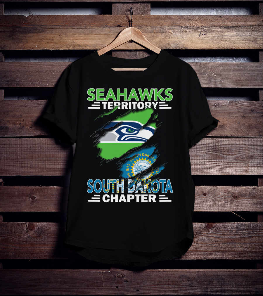 Seahawks Territory South Dakota Chapter Flag Ripped T-Shirt