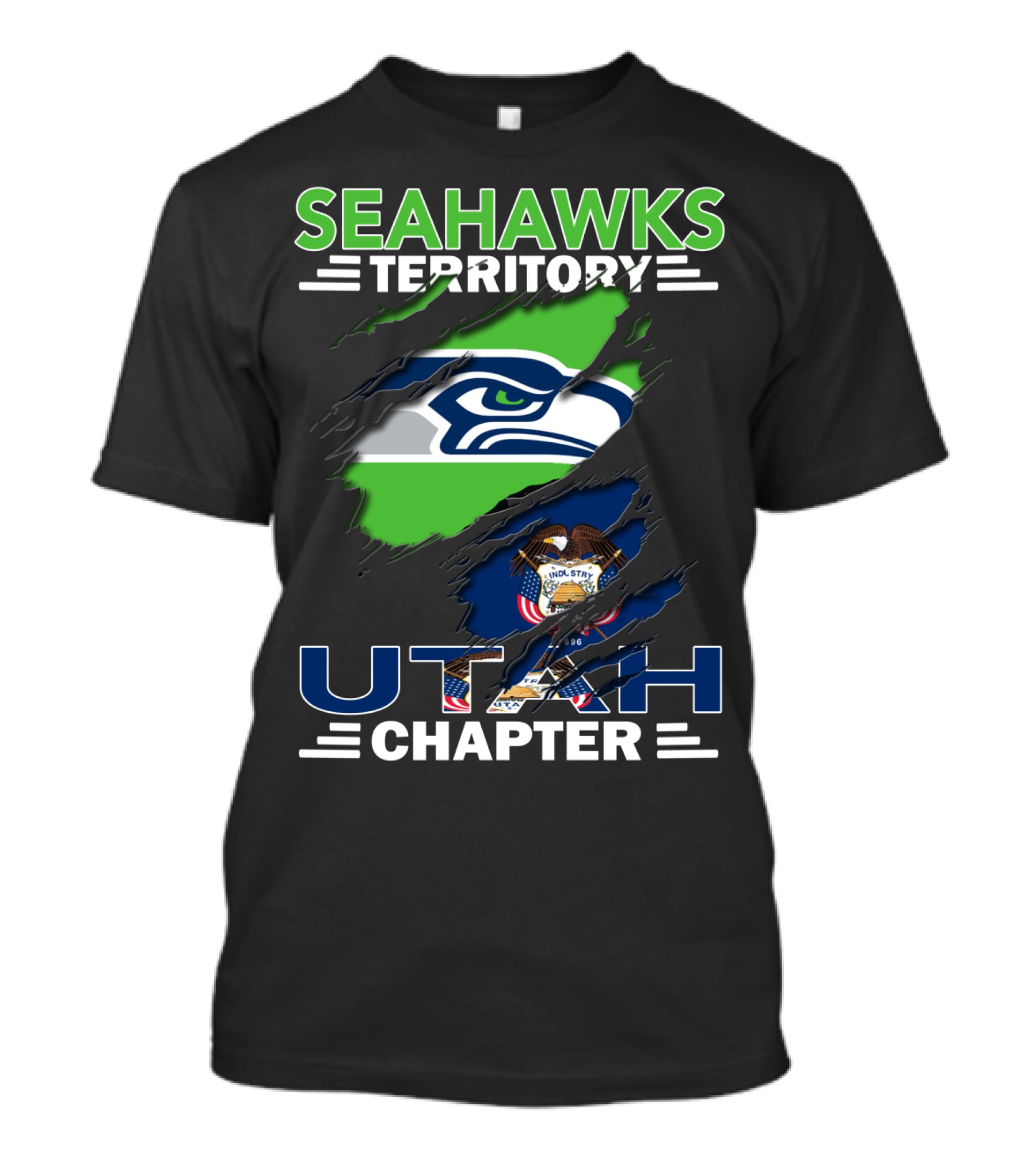Seahawks Territory Utah Chapter Team Spirit Logo And State Pride T-Shirt