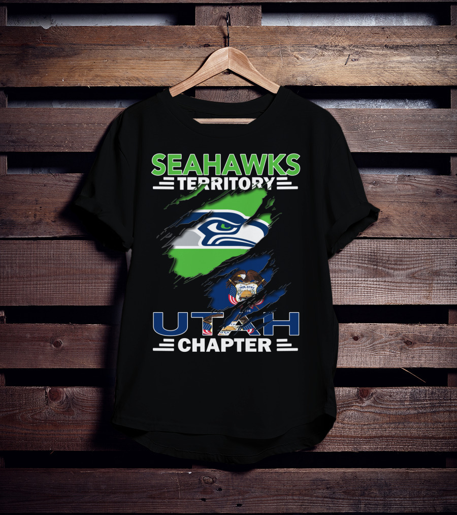 Seahawks Territory Utah Chapter Team Spirit Logo And State Pride T-Shirt
