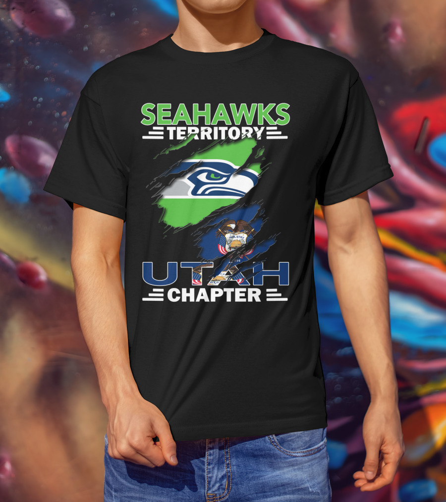 Seahawks Territory Utah Chapter Team Spirit Logo And State Pride T-Shirt
