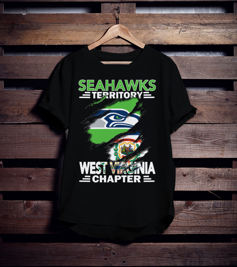 Seahawks Territory West Virginia Chapter With Seahawks Logo And West Virginia State Flag Elements T-Shirt
