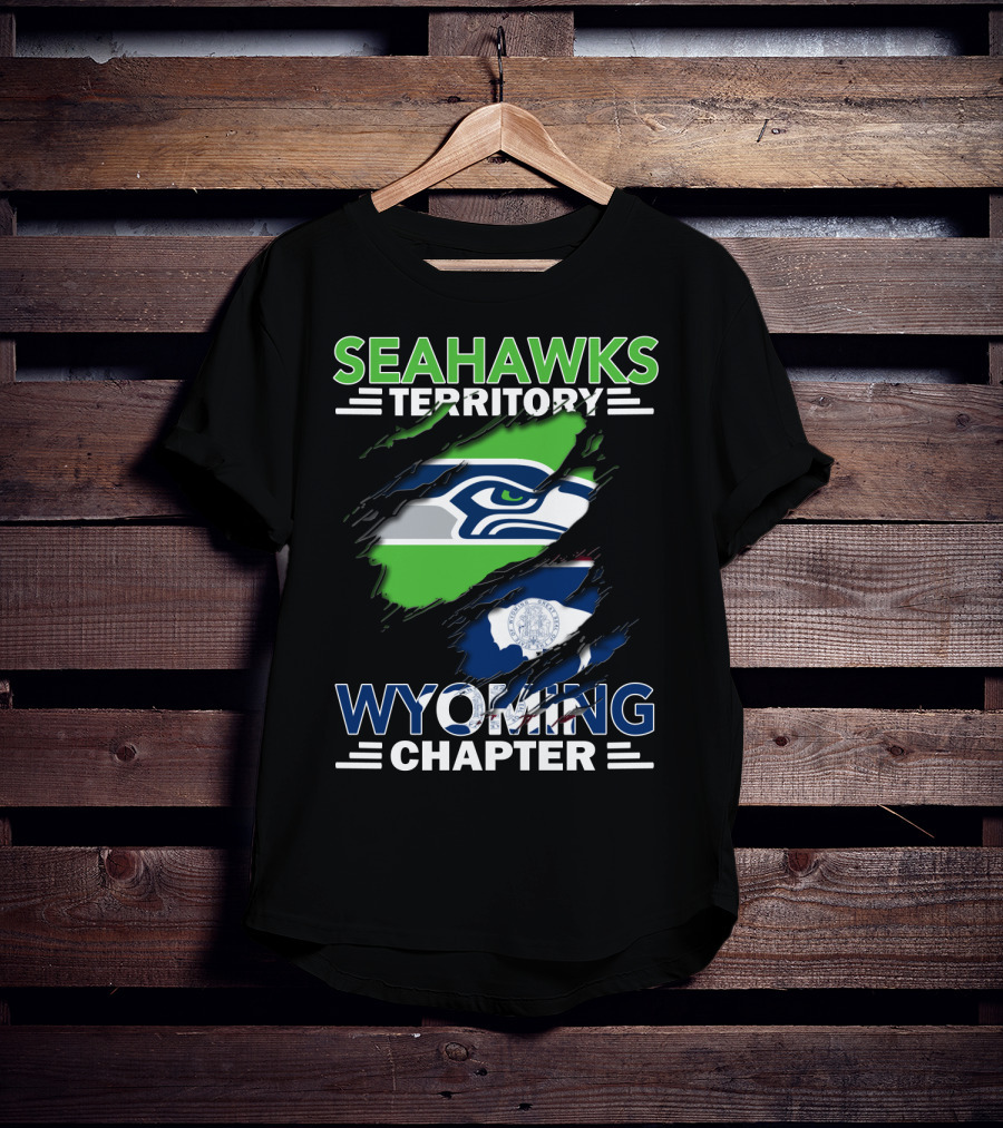 Seahawks Territory Wyoming Chapter Seahawks Logo Wyoming Flag T-Shirt