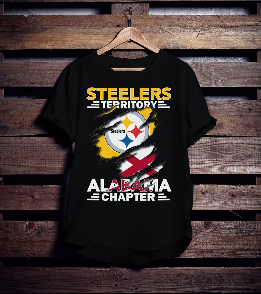 Steelers Territory Alabama Chapter Logo With Steelmark And Alabama Flag Elements T-Shirt