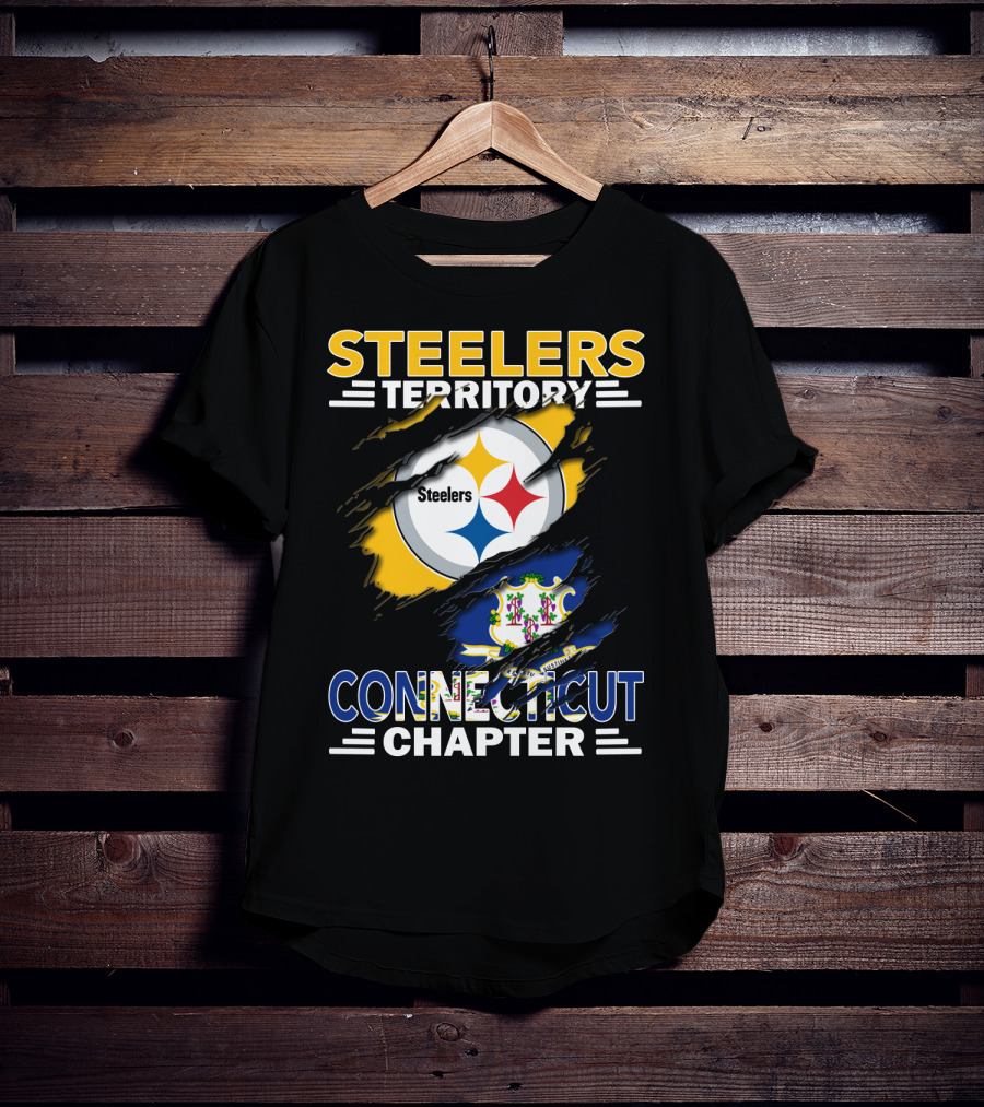 Steelers Territory Connecticut Chapter Steelers Logo Connecticut Flag T-Shirt
