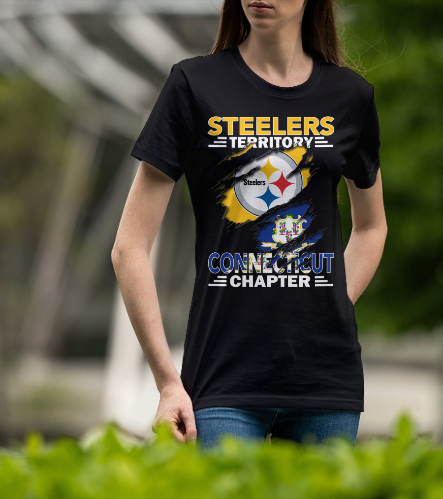 Steelers Territory Connecticut Chapter Steelers Logo Connecticut Flag T-Shirt