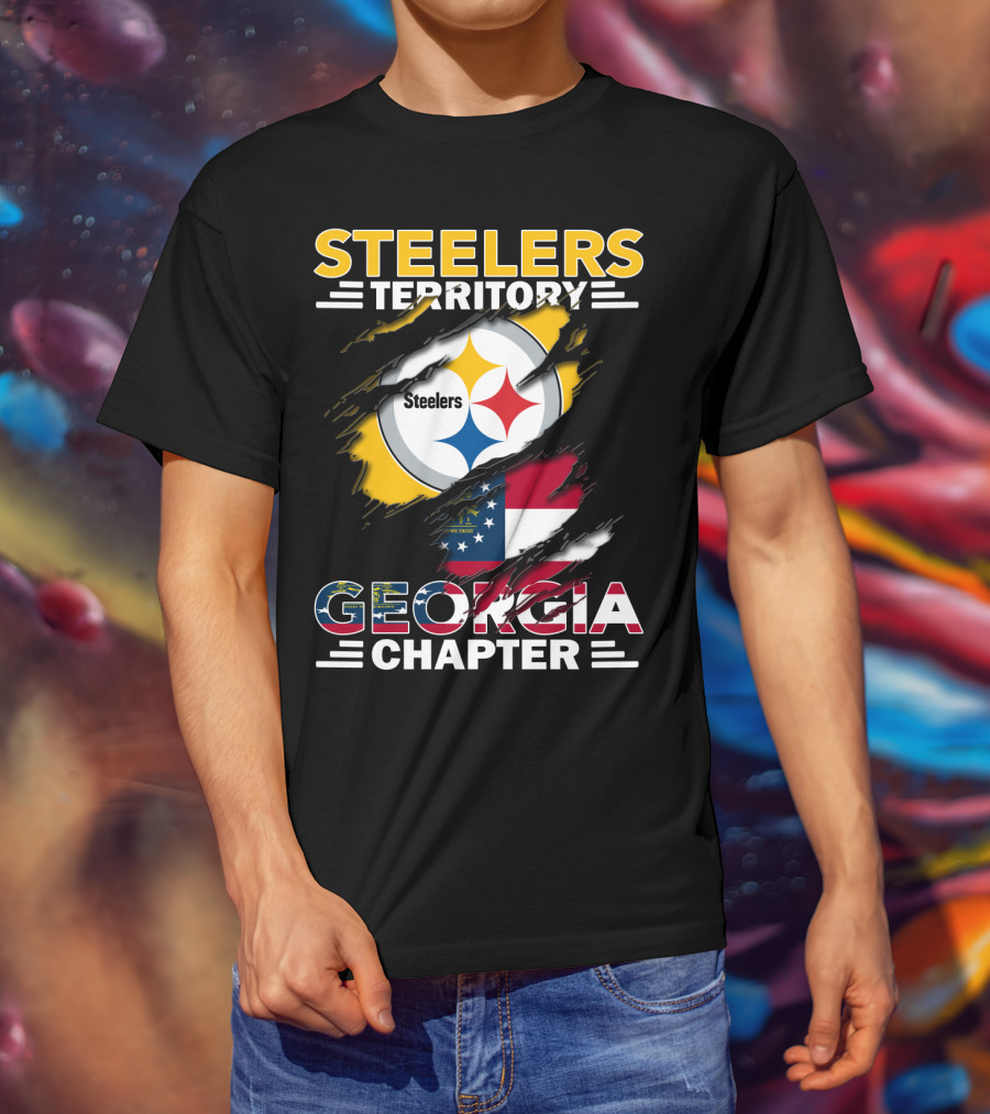 Steelers Territory Georgia Chapter American Flag T-Shirt