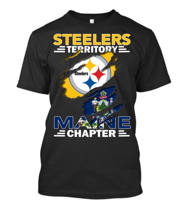 Steelers Territory Steelers Logo Maine Chapter Flag T-Shirt