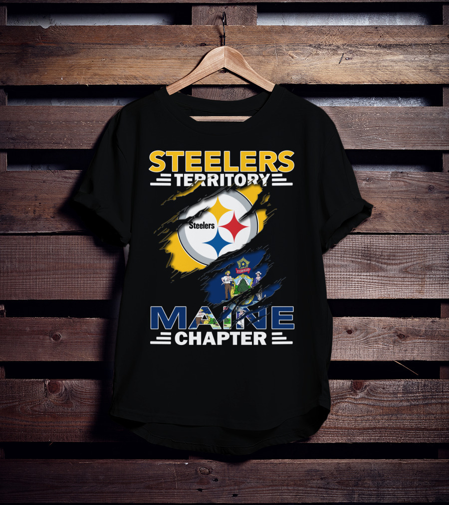 Steelers Territory Steelers Logo Maine Chapter Flag T-Shirt