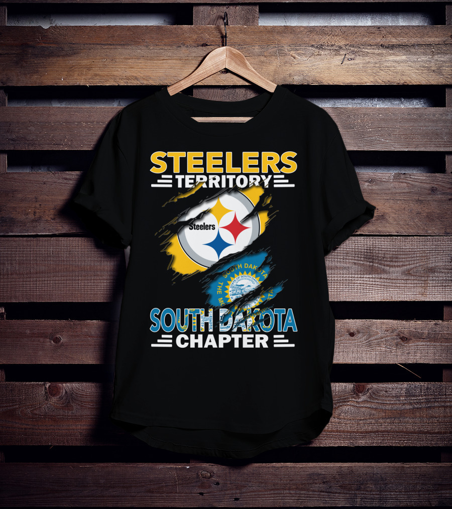 Steelers Territory South Dakota Chapter Ripped Flag T-Shirt