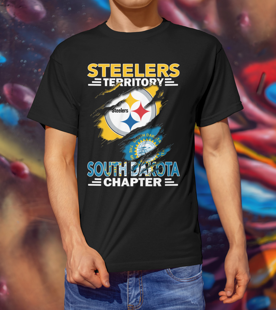 Steelers Territory South Dakota Chapter Ripped Flag T-Shirt