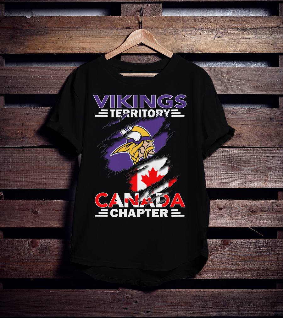 Vikings Territory Canada Chapter Canadian Flag And Viking Head T-Shirt
