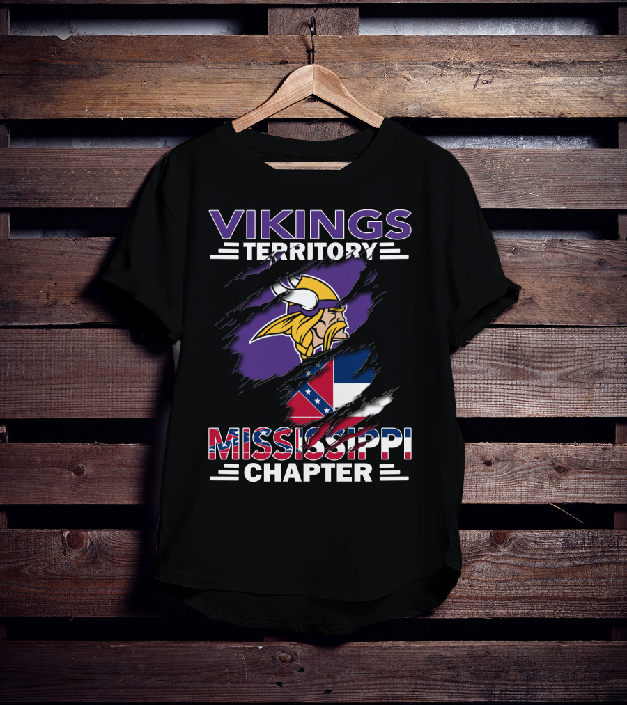 Vikings Territory Mississippi Chapter Nordic Warrior Symbol And Southern Flag Fusion T-Shirt