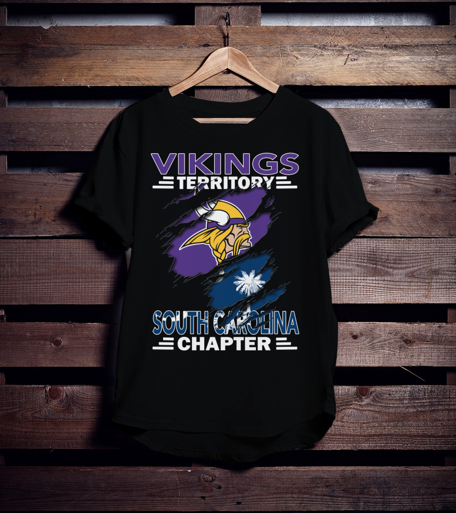Vikings Territory South Carolina Chapter Sports Fan Logo With Iconic Viking And Palmetto T-Shirt
