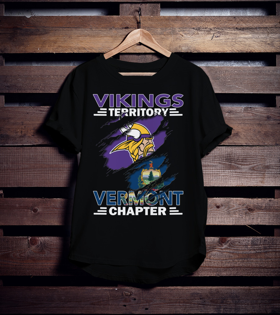 Vikings Territory Vermont Chapter Flag Slash T-Shirt