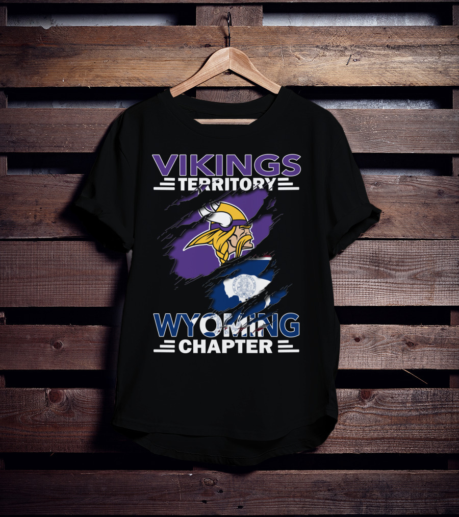 Vikings Territory Wyoming Chapter With Viking Helmet And Wyoming Flag Elements T-Shirt