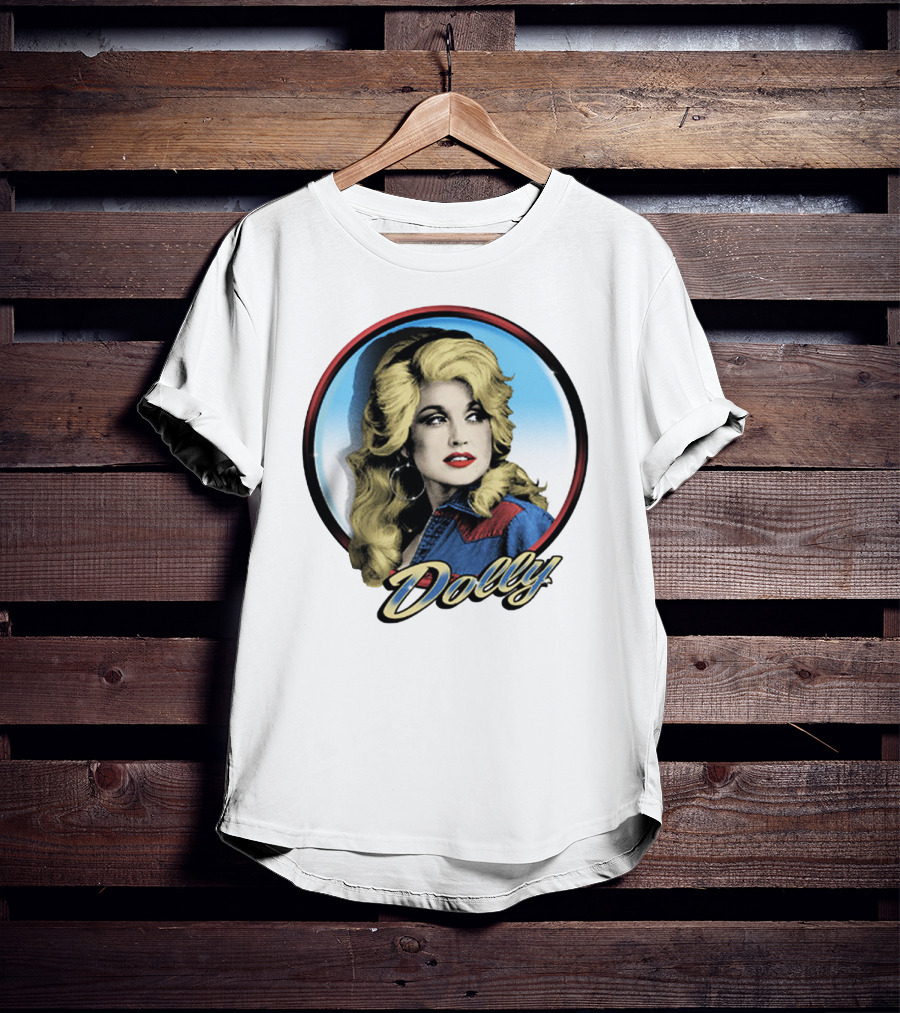 Dolly Parton Retro Portrait Blue Circle T-Shirt