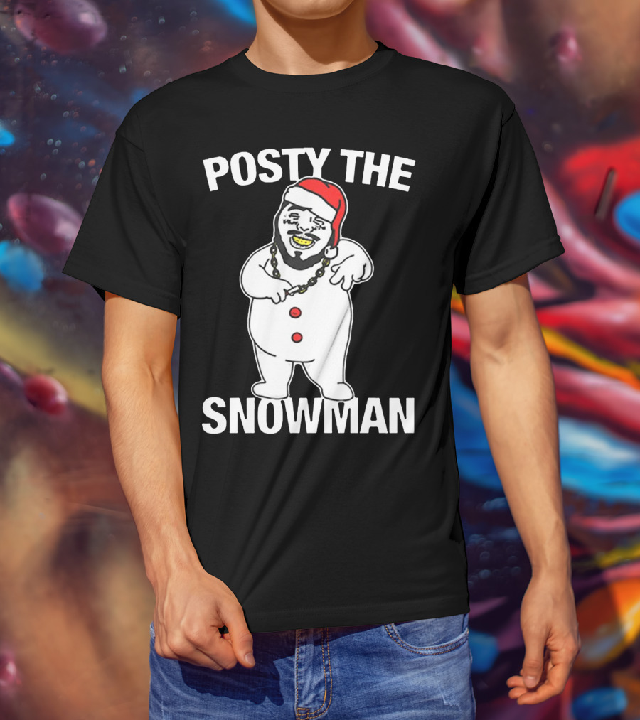 Merry Christmas Posty The Snowman Santa Malone T-Shirt