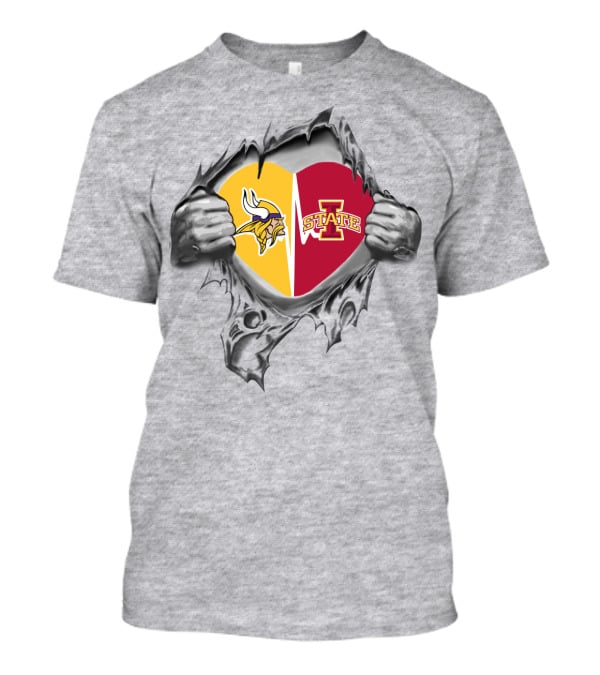Minnesota Vikings Iowa State Cyclones Heart T-Shirt