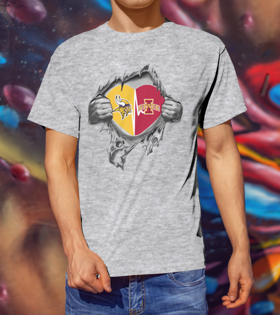 Minnesota Vikings Iowa State Cyclones Heart T-Shirt