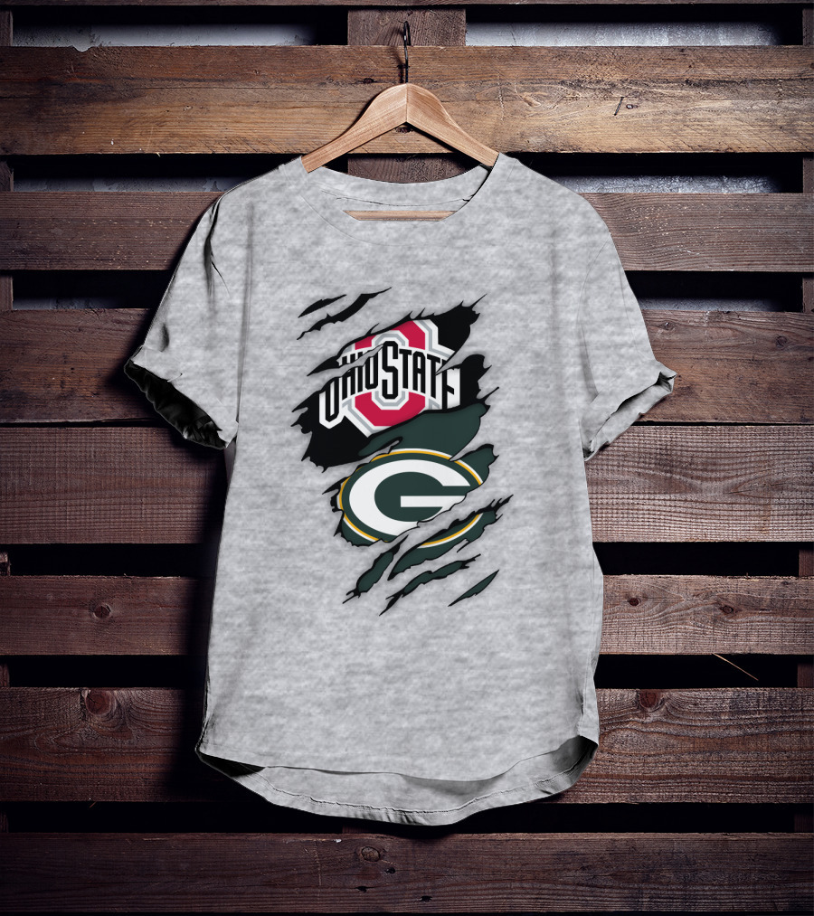 Ohio State Buckeyes Green Bay Packers Claw Rip T-Shirt