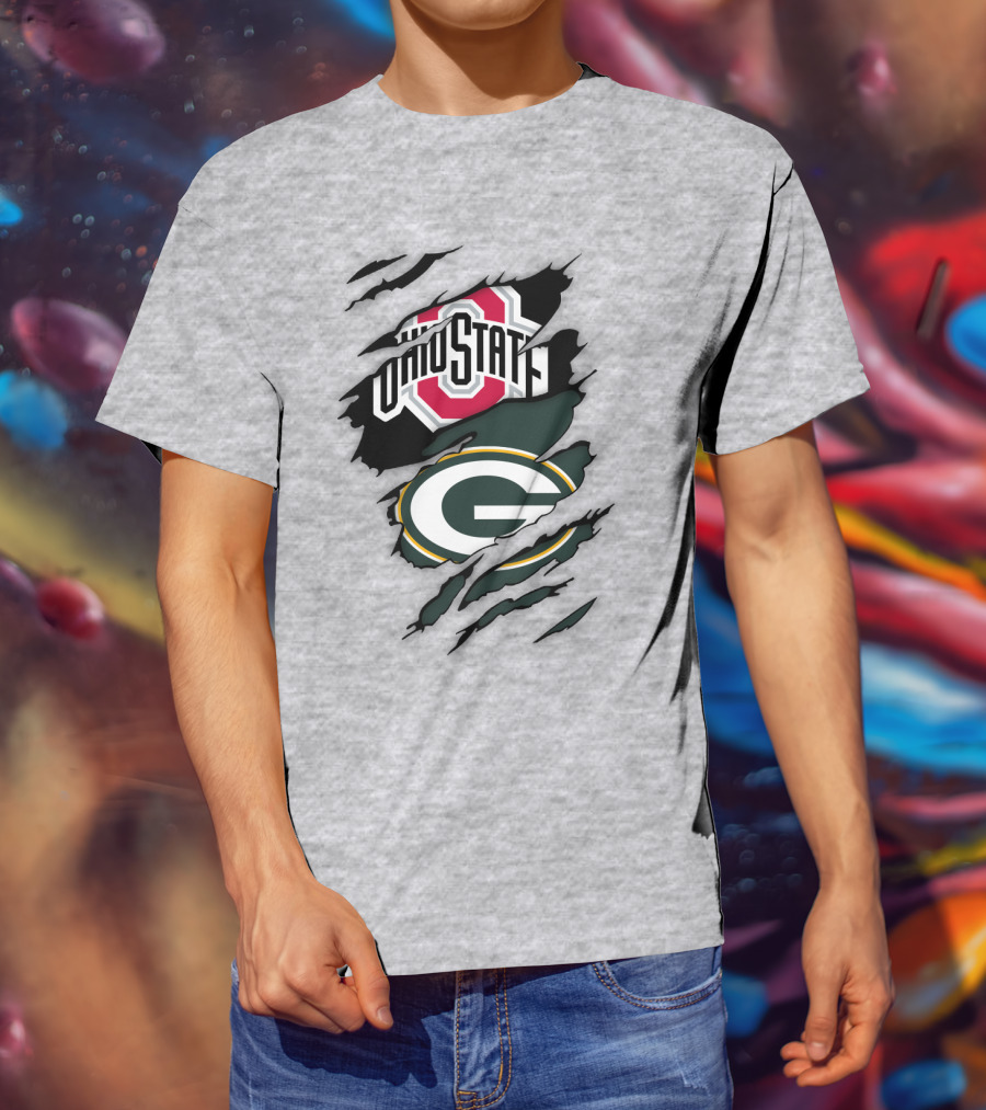 Ohio State Buckeyes Green Bay Packers Claw Rip T-Shirt
