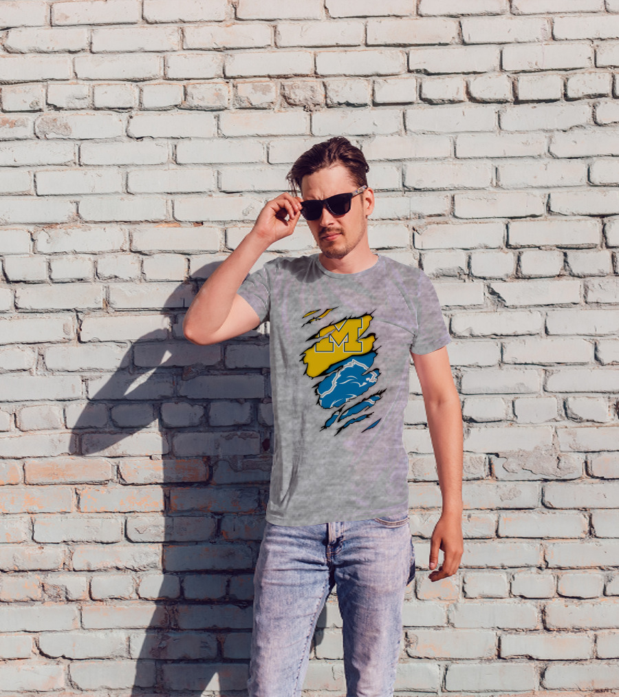 Michigan Wolverines Detroit Lions Crossover T-Shirt