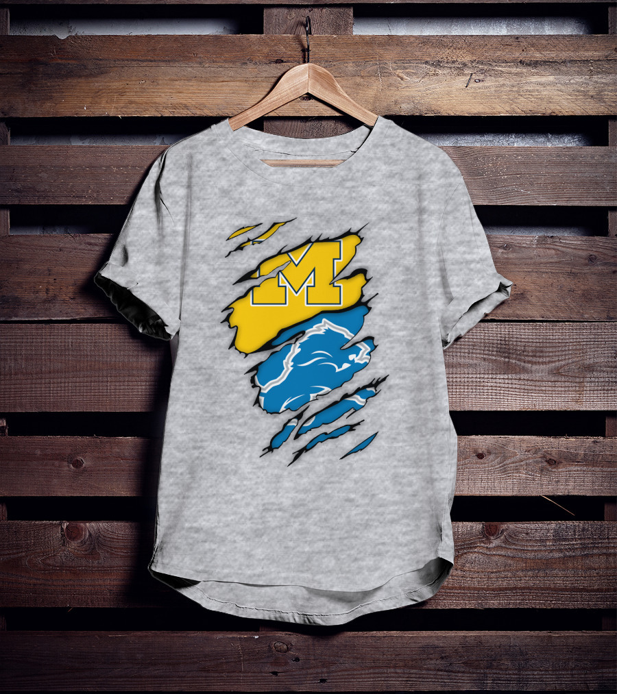 Michigan Wolverines Detroit Lions Crossover T-Shirt